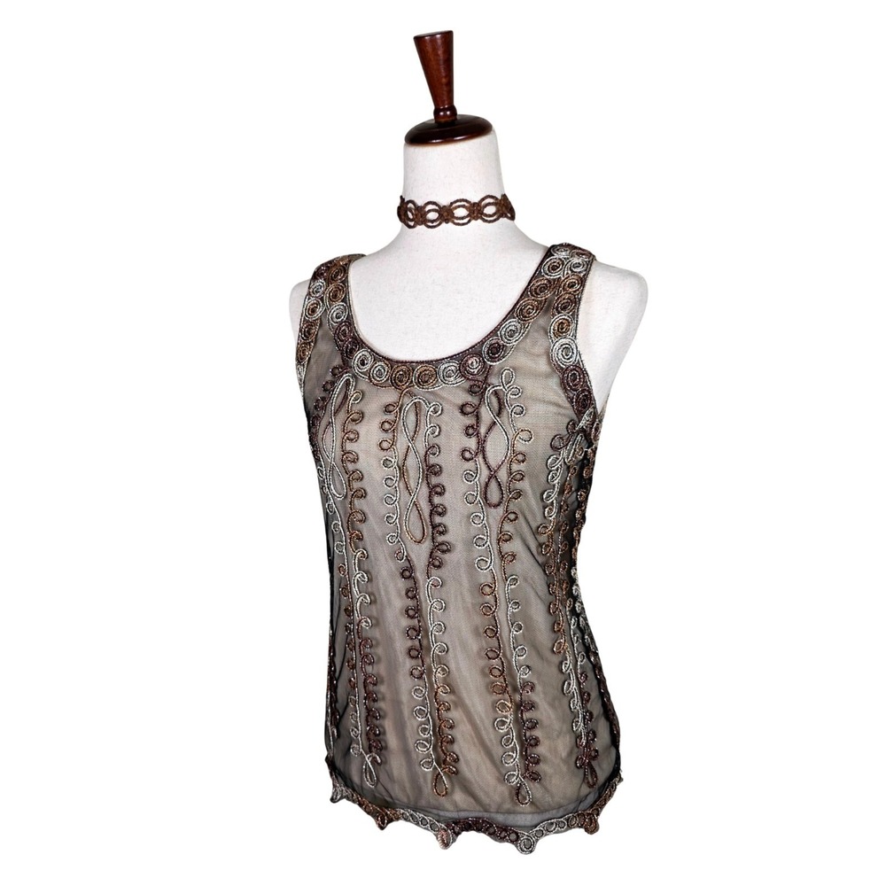 Vintage Pretty Angel Mesh Lace Boho Top Grunge Fairy Y2K Size Medium Silk Blend